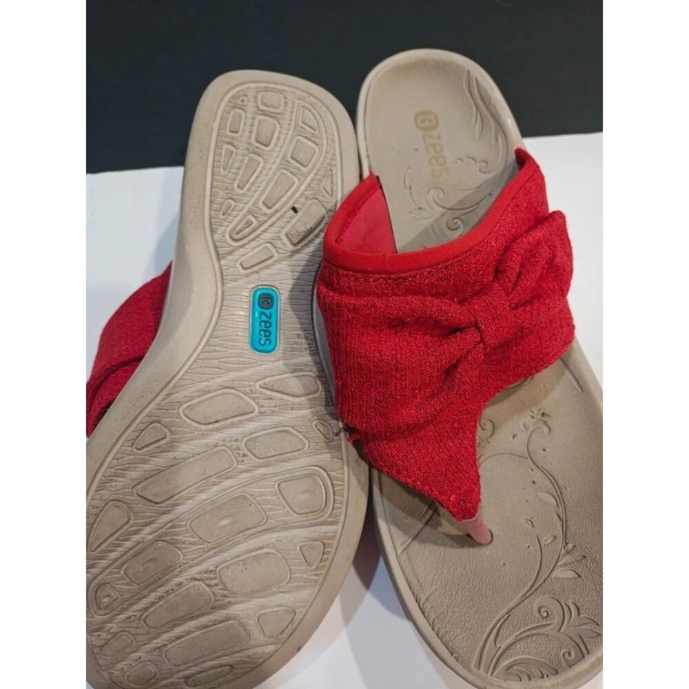 Zees red knot strap thong flip flop sandals
